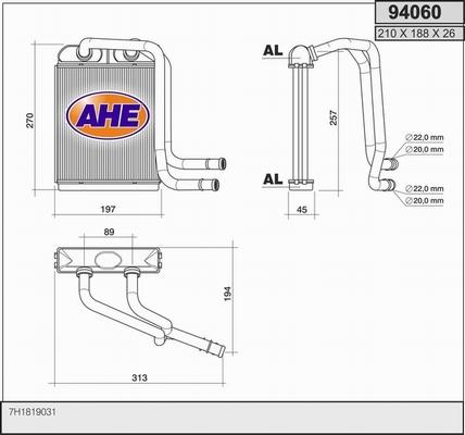 AHE 94060 - Теплообмінник, опалення салону autozip.com.ua