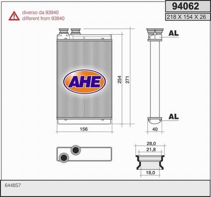 AHE 94062 - Теплообмінник, опалення салону autozip.com.ua