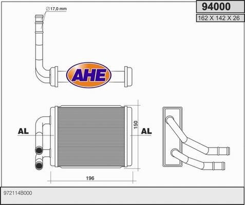 AHE 94000 - Теплообмінник, опалення салону autozip.com.ua