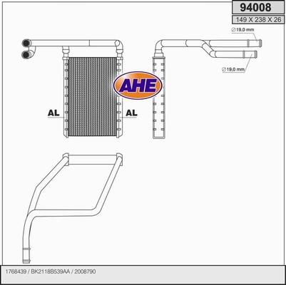 AHE 94008 - Теплообмінник, опалення салону autozip.com.ua