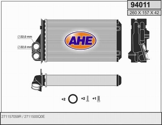 AHE 94011 - Теплообмінник, опалення салону autozip.com.ua