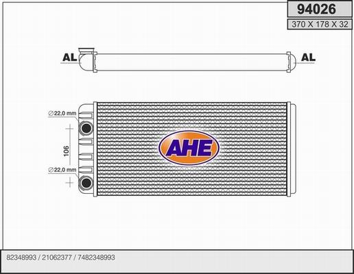 AHE 94026 - Теплообмінник, опалення салону autozip.com.ua