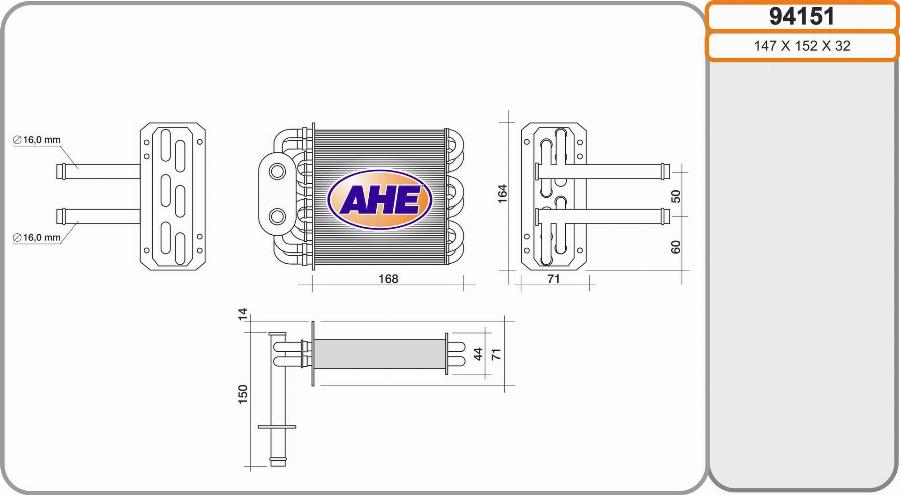 AHE 94151 - Теплообмінник, опалення салону autozip.com.ua