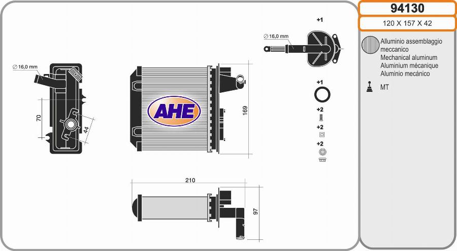 AHE 94130 - Теплообмінник, опалення салону autozip.com.ua