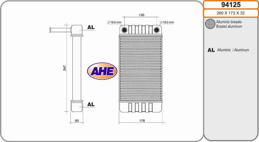 AHE 94125 - Теплообмінник, опалення салону autozip.com.ua