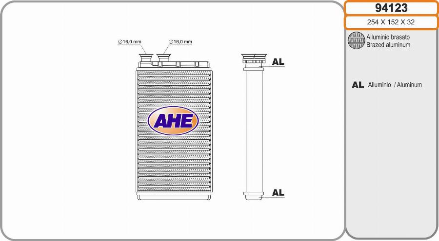 AHE 94123 - Теплообмінник, опалення салону autozip.com.ua