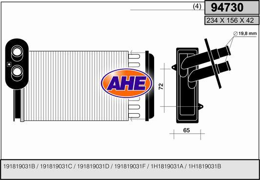 AHE 94730 - Теплообмінник, опалення салону autozip.com.ua