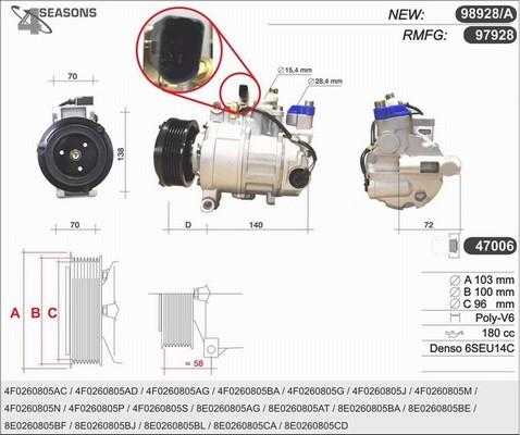 AHE 98928/A - Компресор, кондиціонер autozip.com.ua