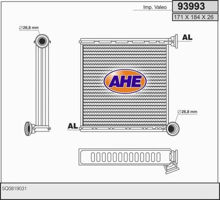 AHE 93993 - Теплообмінник, опалення салону autozip.com.ua