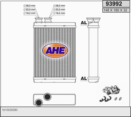 AHE 93992 - Теплообмінник, опалення салону autozip.com.ua