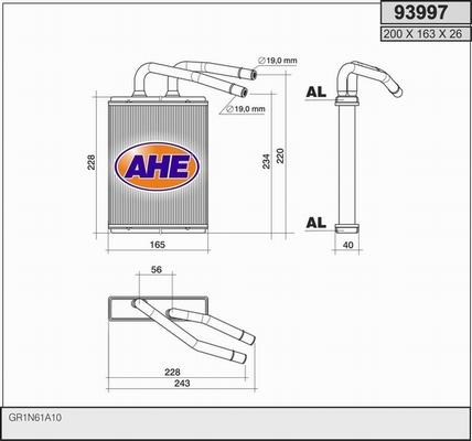 AHE 93997 - Теплообмінник, опалення салону autozip.com.ua