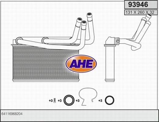AHE 93946 - Теплообмінник, опалення салону autozip.com.ua