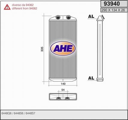 AHE 93940 - Теплообмінник, опалення салону autozip.com.ua