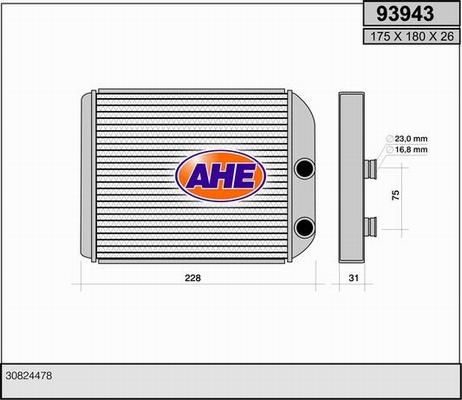 AHE 93943 - Теплообмінник, опалення салону autozip.com.ua