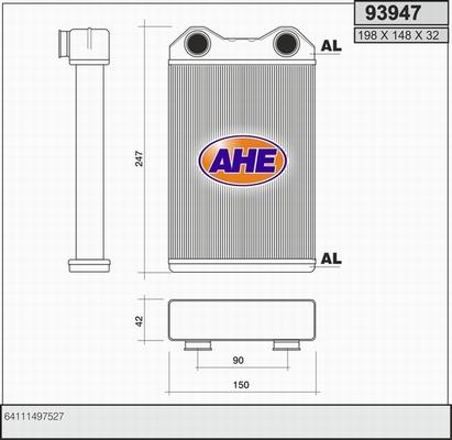 AHE 93947 - Теплообмінник, опалення салону autozip.com.ua