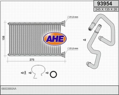 AHE 93954 - Теплообмінник, опалення салону autozip.com.ua