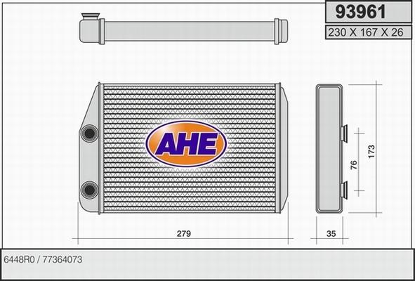 AHE 93961 - Теплообмінник, опалення салону autozip.com.ua