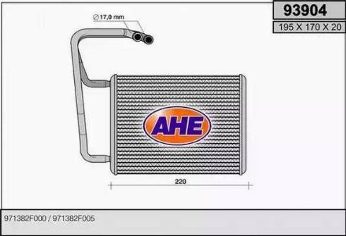 AHE 93904 - Теплообмінник, опалення салону autozip.com.ua
