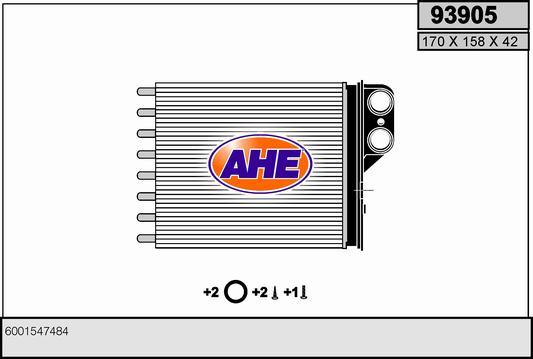 AHE 93905 - Теплообмінник, опалення салону autozip.com.ua