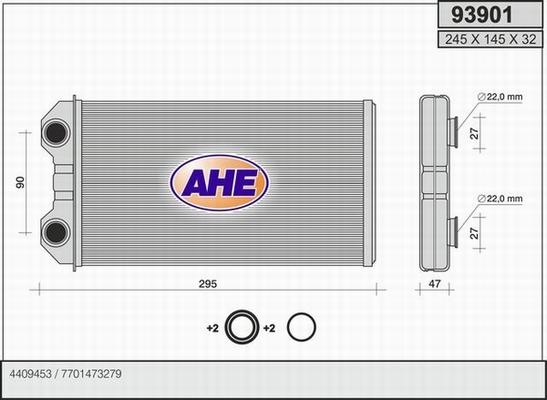 AHE 93901 - Теплообмінник, опалення салону autozip.com.ua