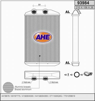 AHE 93984 - Теплообмінник, опалення салону autozip.com.ua