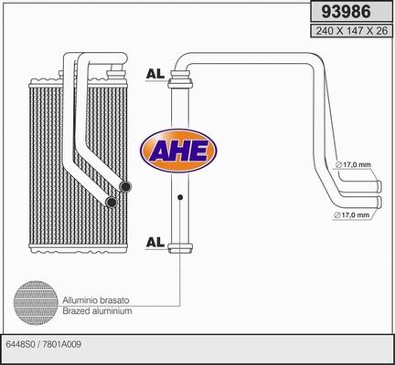 AHE 93986 - Теплообмінник, опалення салону autozip.com.ua