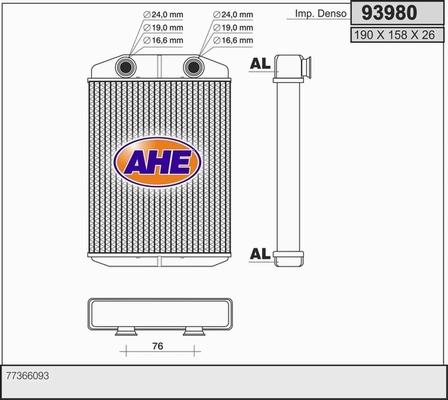 AHE 93980 - Теплообмінник, опалення салону autozip.com.ua