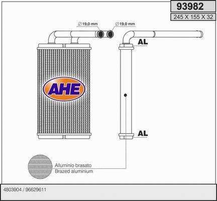 AHE 93982 - Теплообмінник, опалення салону autozip.com.ua