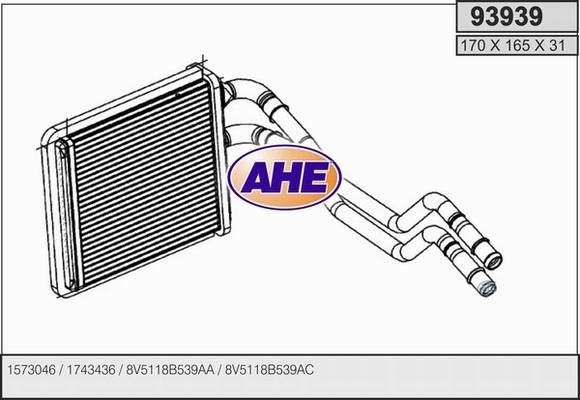 AHE 93939 - Теплообмінник, опалення салону autozip.com.ua