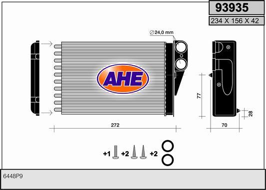 AHE 93935 - Теплообмінник, опалення салону autozip.com.ua