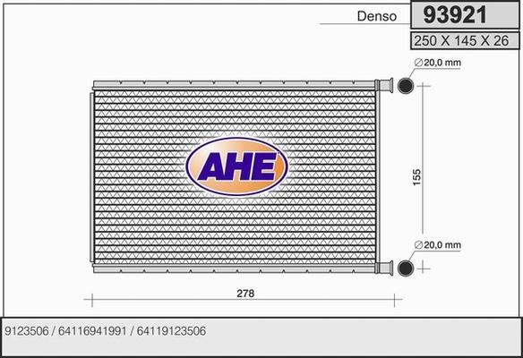 AHE 93921 - Теплообмінник, опалення салону autozip.com.ua