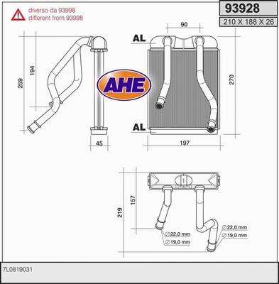 AHE 93928 - Теплообмінник, опалення салону autozip.com.ua
