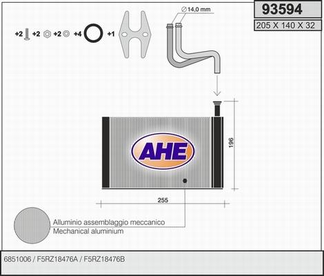 AHE 93594 - Теплообмінник, опалення салону autozip.com.ua