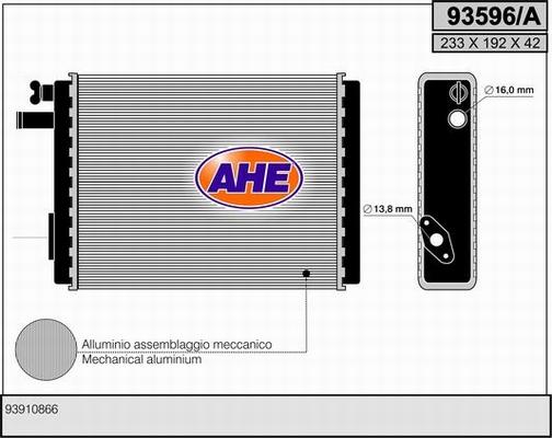 AHE 93596/A - Теплообмінник, опалення салону autozip.com.ua