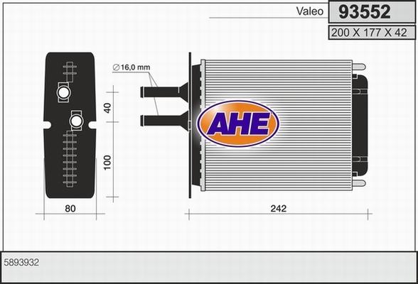 AHE 93552 - Теплообмінник, опалення салону autozip.com.ua