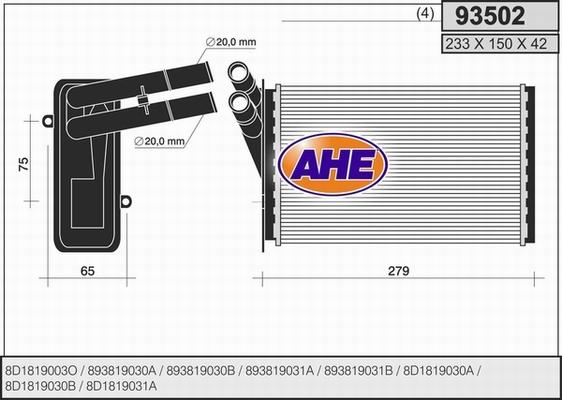 AHE 93502 - Теплообмінник, опалення салону autozip.com.ua