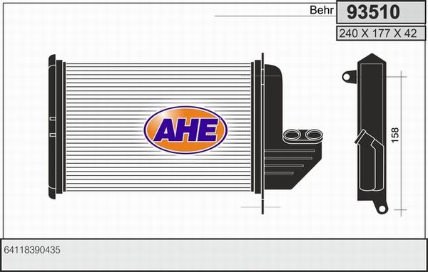 AHE 93510 - Теплообмінник, опалення салону autozip.com.ua