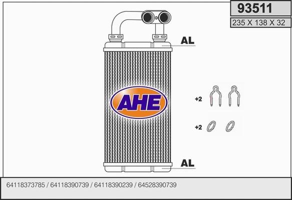 AHE 93511 - Теплообмінник, опалення салону autozip.com.ua