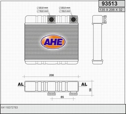AHE 93513 - Теплообмінник, опалення салону autozip.com.ua