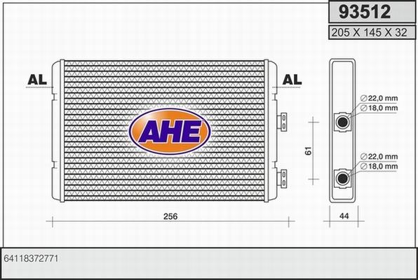 AHE 93512 - Теплообмінник, опалення салону autozip.com.ua
