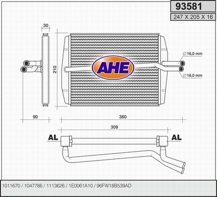 AHE 93581 - Теплообмінник, опалення салону autozip.com.ua