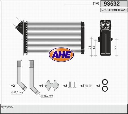 AHE 93532 - Теплообмінник, опалення салону autozip.com.ua
