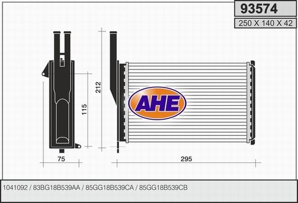 AHE 93574 - Теплообмінник, опалення салону autozip.com.ua