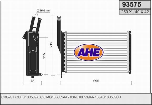 AHE 93575 - Теплообмінник, опалення салону autozip.com.ua