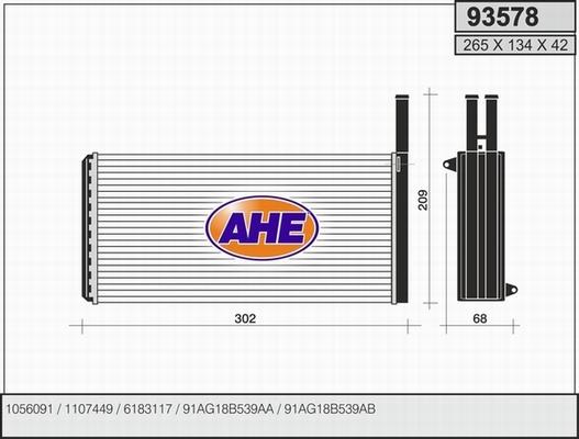 AHE 93578 - Теплообмінник, опалення салону autozip.com.ua