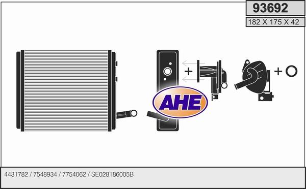 AHE 93692 - Теплообмінник, опалення салону autozip.com.ua