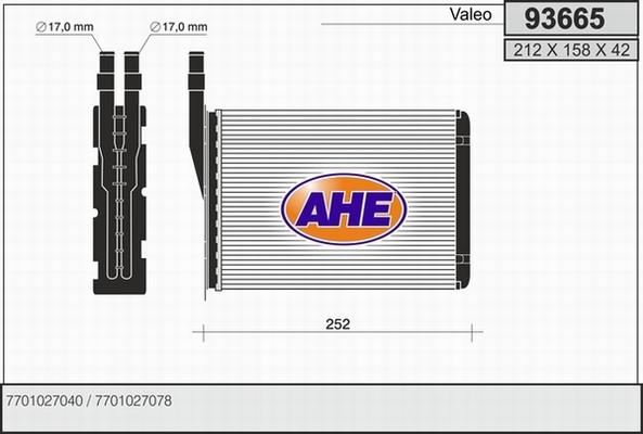 AHE 93665 - Теплообмінник, опалення салону autozip.com.ua