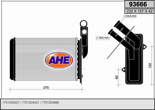 AHE 93666 - Теплообмінник, опалення салону autozip.com.ua