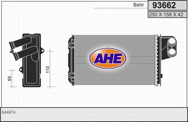 AHE 93662 - Теплообмінник, опалення салону autozip.com.ua
