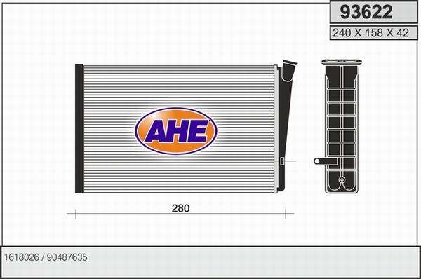 AHE 93622 - Теплообмінник, опалення салону autozip.com.ua